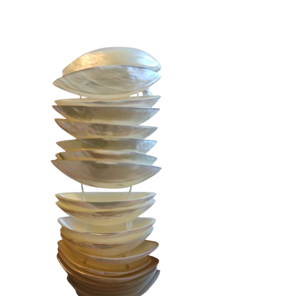 Layered Mother of Peal Elastic Bangle Bracelet - Picture 5 of 5